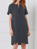 Loose Short Sleeve Double Pocket Dress