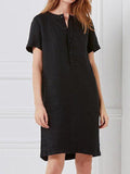 Loose Short Sleeve Double Pocket Dress