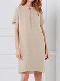 Loose Short Sleeve Double Pocket Dress