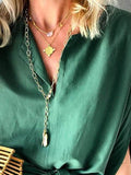 Loose Solid Color V-neck Dress