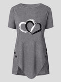 Love Print Button Short Sleeve T-shirt