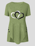 Love Print Button Short Sleeve T-shirt
