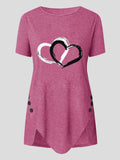 Love Print Button Short Sleeve T-shirt