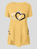 Love Print Button Short Sleeve T-shirt