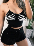 Magic Claw Print Tube Top Sling Crop Tank Tops