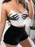 Magic Claw Print Tube Top Sling Crop Tank Tops