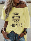 MOMLIFE Letter Print Round Neck Short-sleeved T-shirt