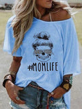 MOMLIFE Letter Print Round Neck Short-sleeved T-shirt