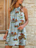 Printed Halter Sleeveless Mini Dress