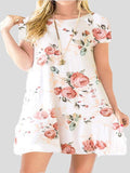 Printed Round Neck Short Sleeve Dress