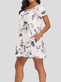 Printed Round Neck Short Sleeve Dress