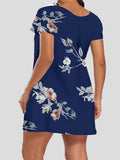 Printed Round Neck Short Sleeve Dress