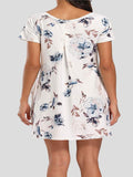 Printed Round Neck Short Sleeve Dress