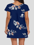 Printed Round Neck Short Sleeve Dress