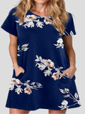 Printed Round Neck Short Sleeve Dress