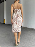 Printed Straps Slits Bodycon Dress