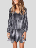 Solid Polka Dot Long Sleeve Dress