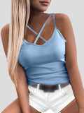 Solid Sleeveless Cross V-neck Camisole