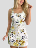 Straight Flower Print Sleeveless Dress