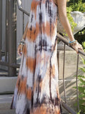 Tie-dye Stripe Print Suspender Dress