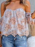 Tube Top Lace One-shoulder Lantern Sleeve Top