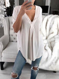 V-neck Short-sleeved Loose Solid T-shirt