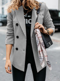 Long Sleeve Double-Breasted Button Blazer