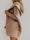 Loose Lapel Solid Thick Stitch Sweater Cardigan