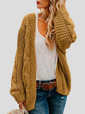 Loose Solid Twist Knit Casual Cardigan