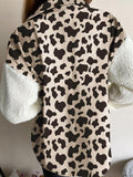 Leopard Print Plush Stitching Long Sleeve Coat