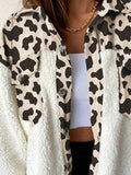 Leopard Print Plush Stitching Long Sleeve Coat