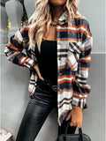 Long Sleeve Pocket Plaid Casual Coats