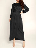 Acetate Silk Long Sleeve Irregular Dress