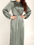 Acetate Silk Long Sleeve Irregular Dress