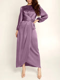 Acetate Silk Long Sleeve Irregular Dress