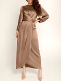 Acetate Silk Long Sleeve Irregular Dress