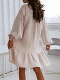 Belted Loose Long Sleeve Mini Dress