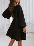 Belted Loose Long Sleeve Mini Dress