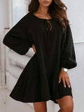 Belted Loose Long Sleeve Mini Dress