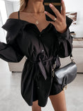 Belted Strapless Belted Button Shirt Dress