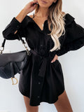 Belted Strapless Belted Button Shirt Dress