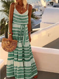 Bohemian Deep V Neck Print Sling Dress