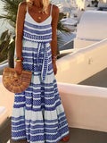 Bohemian Deep V Neck Print Sling Dress