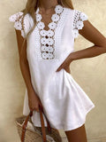 Casual Solid Lace Short Sleeve Dress