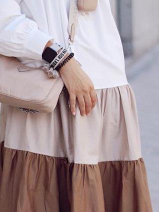 Colorblock Long Sleeve Casual Maxi Dress