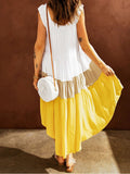 Colorblock Square Neck Sleeveless Irregular Dress