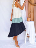 Colorblock Square Neck Sleeveless Irregular Dress