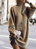 High Neck Long Sleeve Sweater Dress