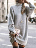 High Neck Long Sleeve Sweater Dress