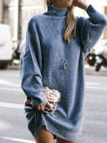 High Neck Long Sleeve Sweater Dress